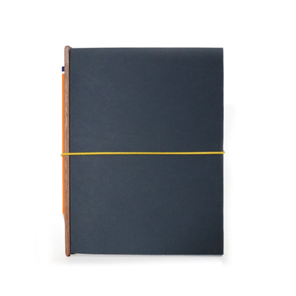 the one with the pencil. a5, navy & yellow